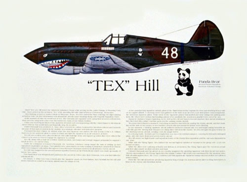 "P-40 Flying Tiger Ace,David "Tex" Hill" - Ernie Boyette - World War II Art